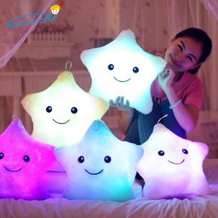 34 см креативная светящаяся плюшевая светящаяся игрушка со звездами, светодиодный светильник, красочные подушки, игрушки, подарок на день рождения для детей