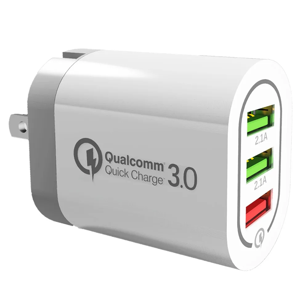 50 шт. универсальное быстрое зарядное устройство с 3 USB 3,0 QC3.0, зарядное устройство для мобильного телефона, стандарт 5 в 3 А, ЕС, США, Великобритания, зарядное устройство с USB разъемом для смартфона