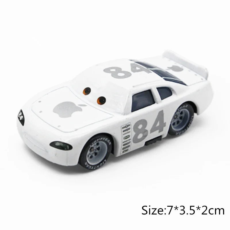 Disney "Тачки 3 2 No. 79 восстановленных рисунок автомобили Маккуин Джексон Storm Mater 1:55 Diecast металлического сплава модели автомобилей подарок для детей мальчик игрушки - Цвет: No.84 White Apple