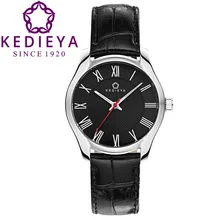 KEDIEYA Brand Women Watch Quartz-Watch Dress Clock Gift for Mothers Girlfriend Vintage Roman Dial Black Leather Ladies Watch