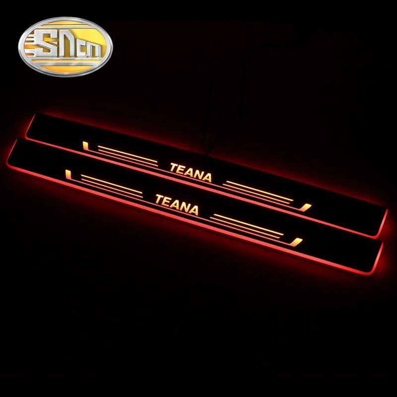 

SNCN 4PCS Acrylic Moving LED Welcome Pedal Car Scuff Plate Pedal Door Sill Pathway Light For Nissan Teana 2015 2016 2017 2018