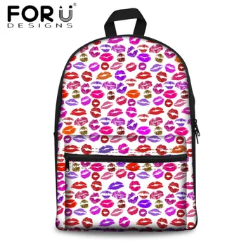 

FORUDESIGNS Fashion Girls Canvas Backpack 3D Sexy Lips Puzzle Printing School Backpacks for Teenage Girls Women Travel Bagpack