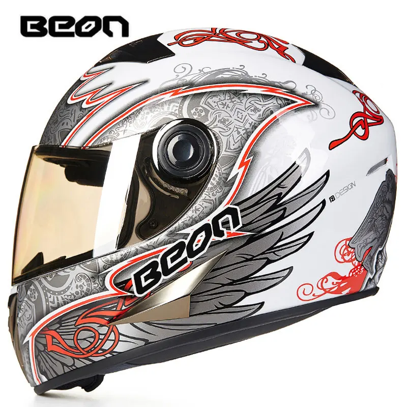 BEON мотоциклетный шлем полное лицо шлем Casco Moto Capacete мотокросс шлем мото Винтаж Гонки езда 500 - Цвет: 14