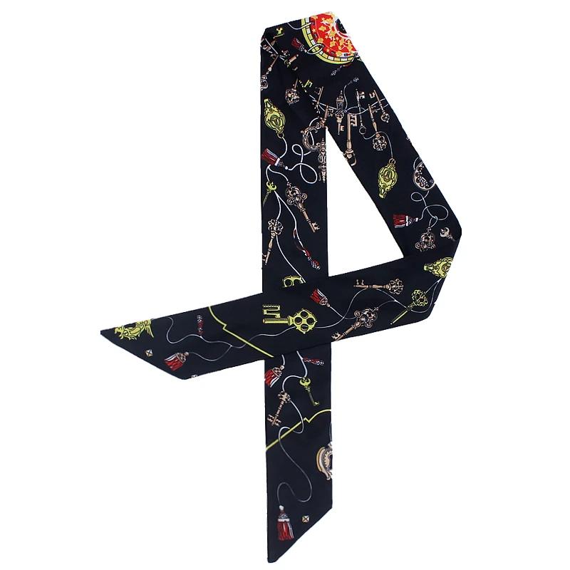 

2019 New Silk Bag Scarf Women Hair Band Ribbons Printed Small Neck Scarfs Design Femme Hand Wrist Scarves Tie