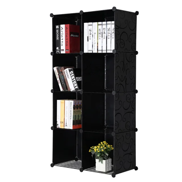 COSTWAY Simple Resin Plastic Bookshelves DIY 8 Grid Portable Bedroom