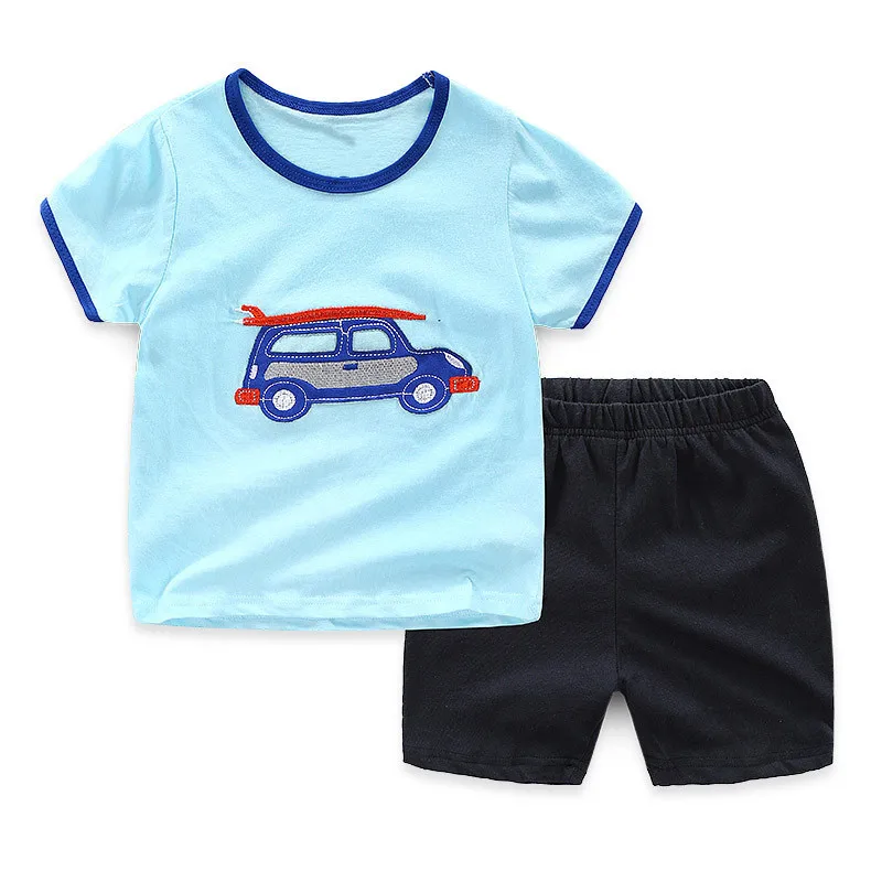 026 same picture SAILEROAD Tractors Pattern Kits for Boys Clothing Sets Summer Kids Outfits Shirt Pants 2 Pieces Toddler Boy Clothes Suits - Color: 026 same picture