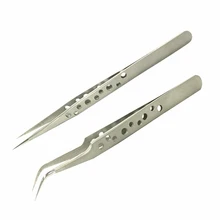 Электроника промышленные пинцеты антистатические ESD изогнутый прямой наконечник точность нержавеющая сталь щипцы телефон ремонт ручные инструменты