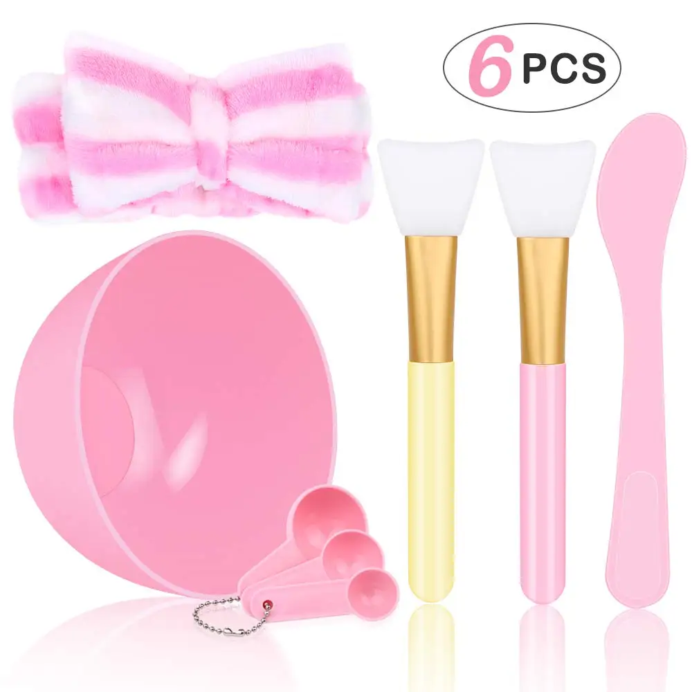 

YBLNTEK Face Mask Bowl Set 5 in 1 DIY Facial Mask Mixing Bowl Brush Spoon Stick Headbands Tool Beauty Make up Set