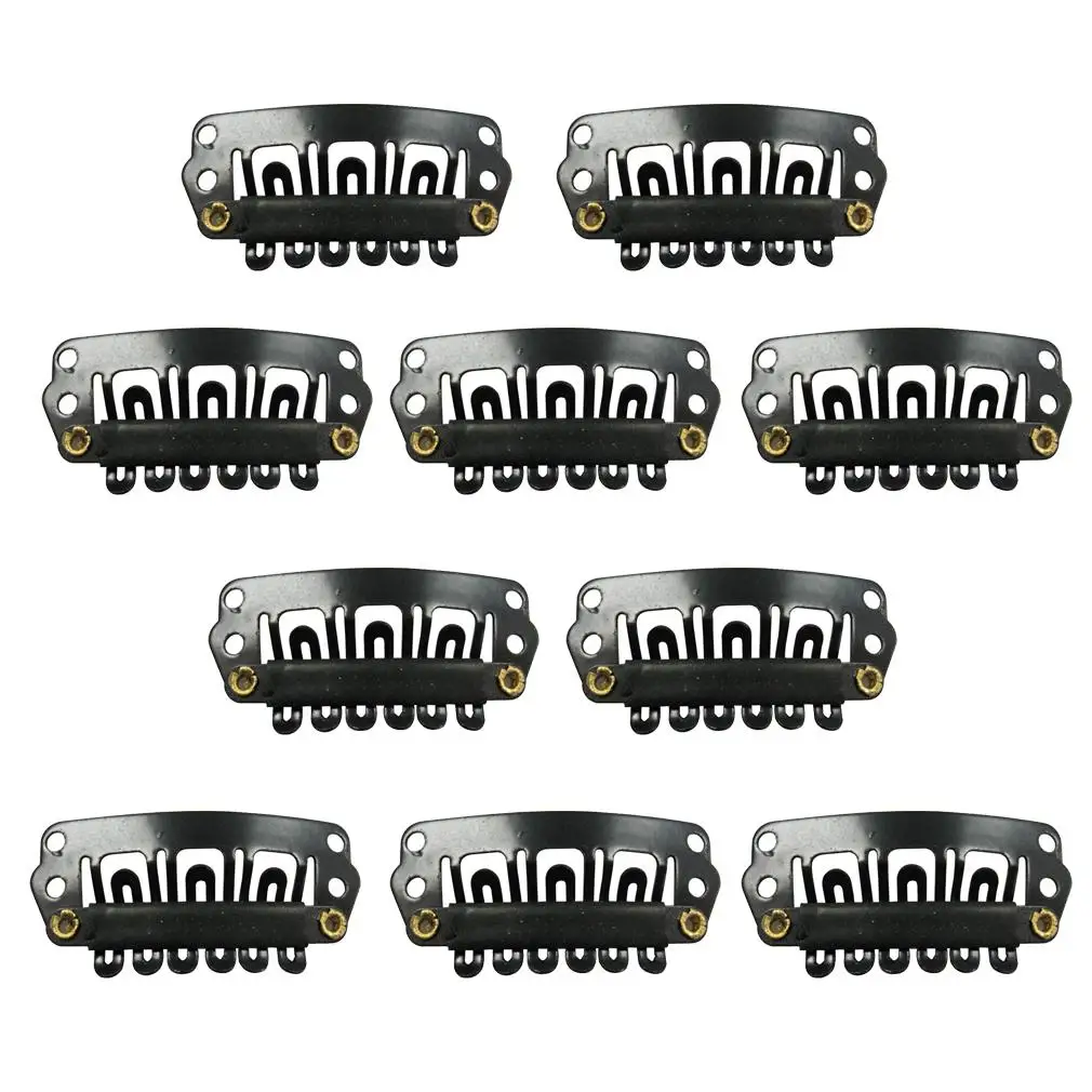 

YOST Black Snap Clips 10pcs U-shape Metal Clips for Hair Extensions DIY