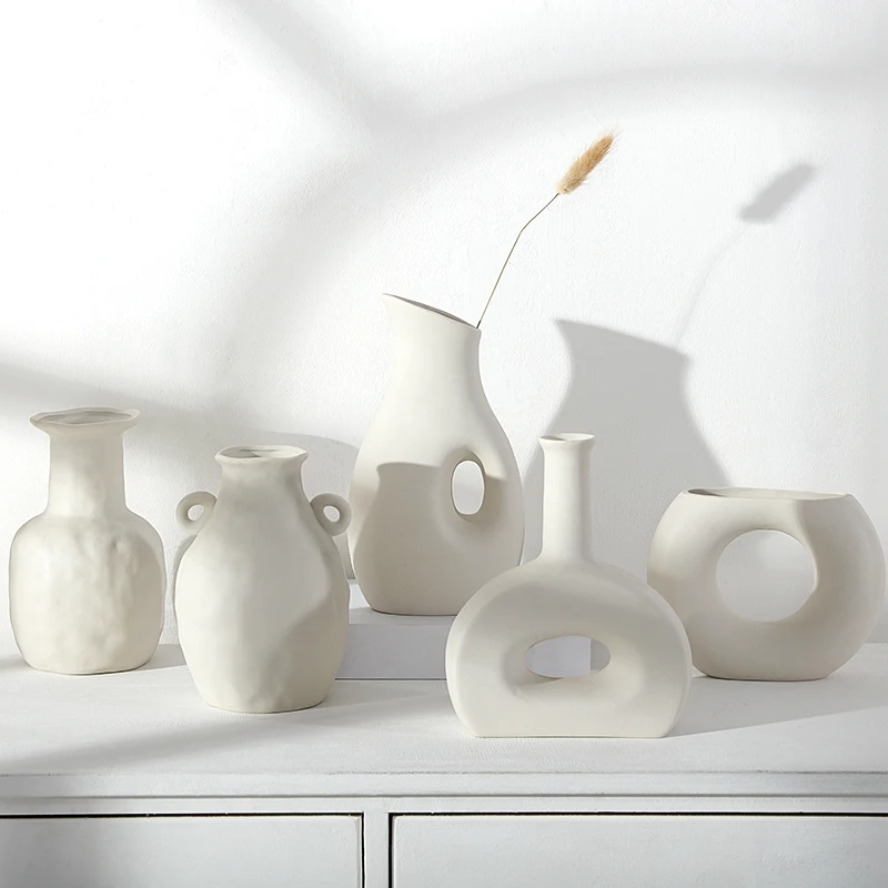 Medium Small Classic Ceramic White Irregular Shape Flower