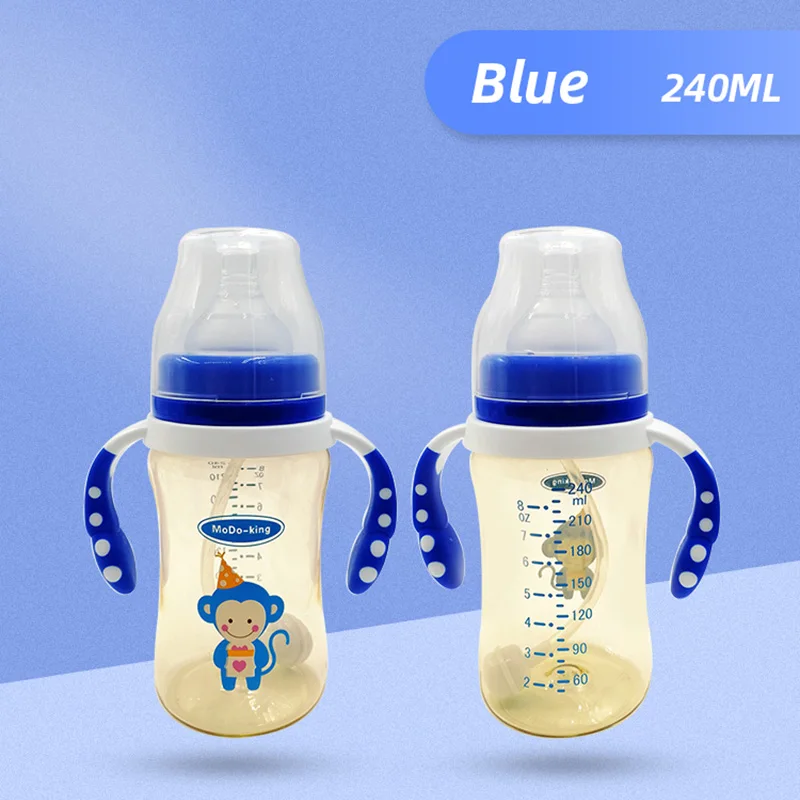 

2023 New Baby Bottles 240ml Silicone Nipple Milk Feeding MoDo-king PPSU Material Wide Caliber