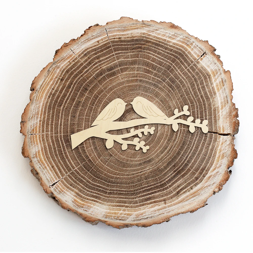 10x деревянная ветка дерева с птицами сидя(10 см) Форма деревянные ветки с листьями вырез ремесло украшение подарок украшение в технике декупаж