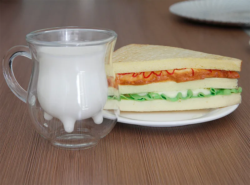 8,54/250 унц. личность креативный молочный двойной стеклянный стакан с ручкой прозрачный сок чашка эспрессо чашка девочка ребенок милый молочный кувшин