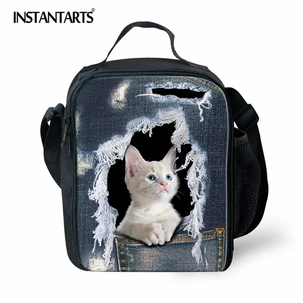 CC3661G INSTANTARTS Портативный кемпинг сумки для пикника из джинсовой ткани кошка собака на открытом воздухе Еда Коробки для обедов сумка-холодильник сохранение свежести продуктов Сумка-тоут Сумки - Цвет: CC3661G