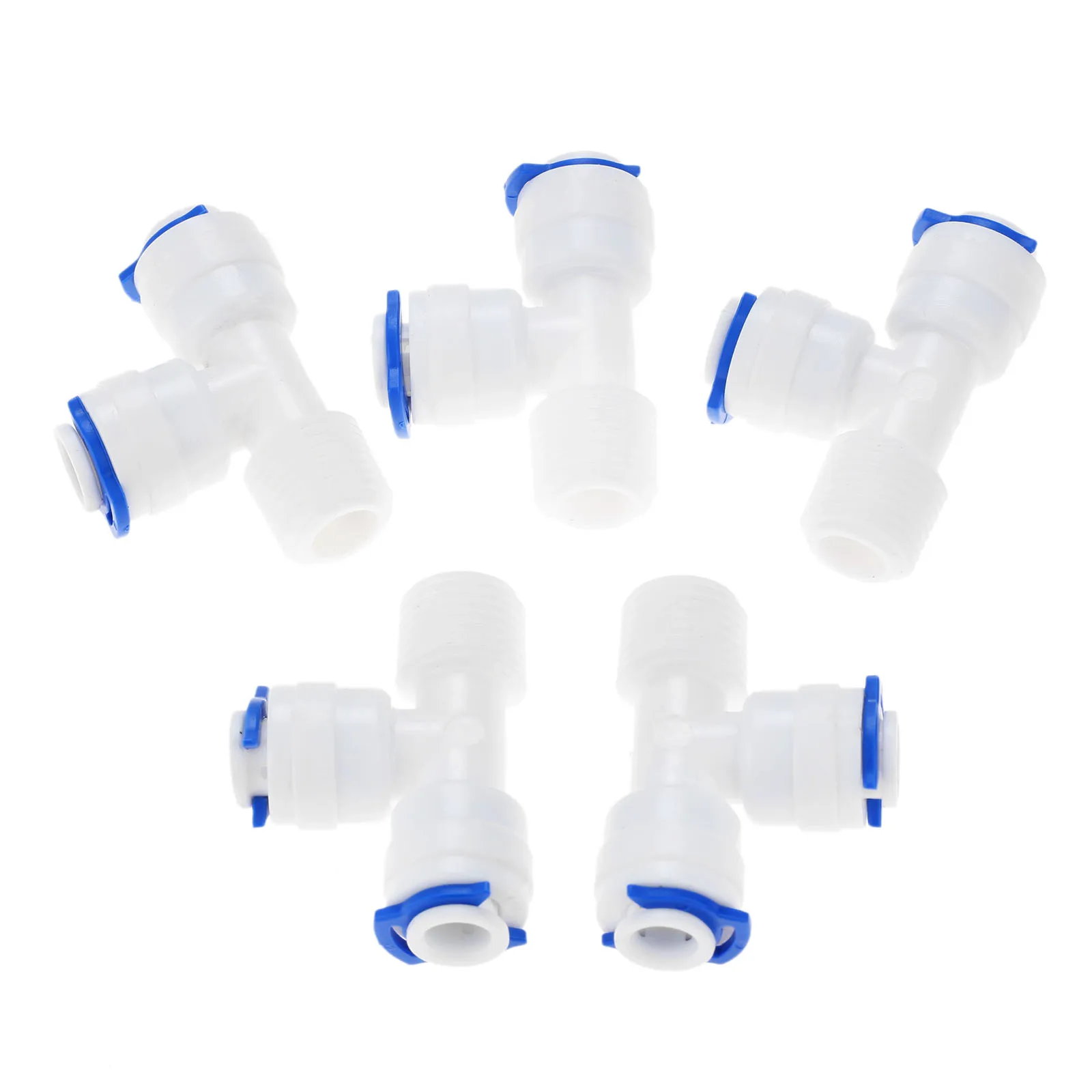 5Pcs Water Filter Quick Fittings 3 Way 1/4" OD Hose Connection 3/8" BSP Male Thread Plastic Pipe Coupling Reverse Osmosis System