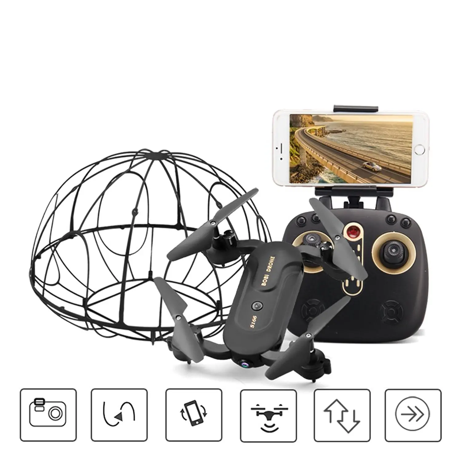EBOYU TM S166HW Foldable RC Quadcopter font b Drone b font Altitude Hold Headless Helicopter w