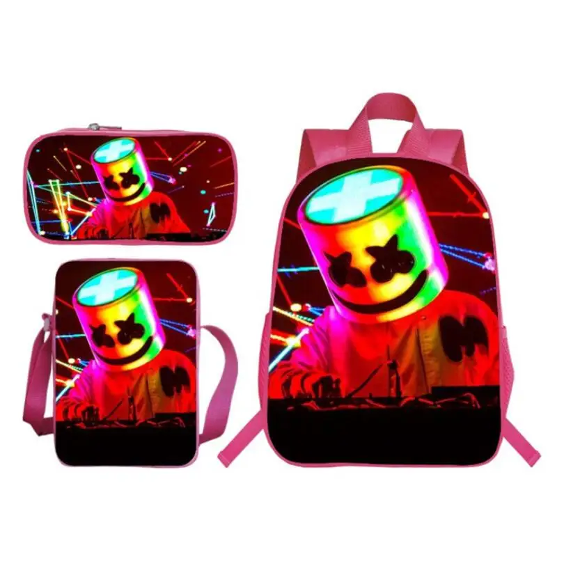 

Fashion 3Pcs/Set 3D Printing Pop Star Marshmello Kids Baby School Bags for Children Shoulder Backpacks Girls Bookbag Students