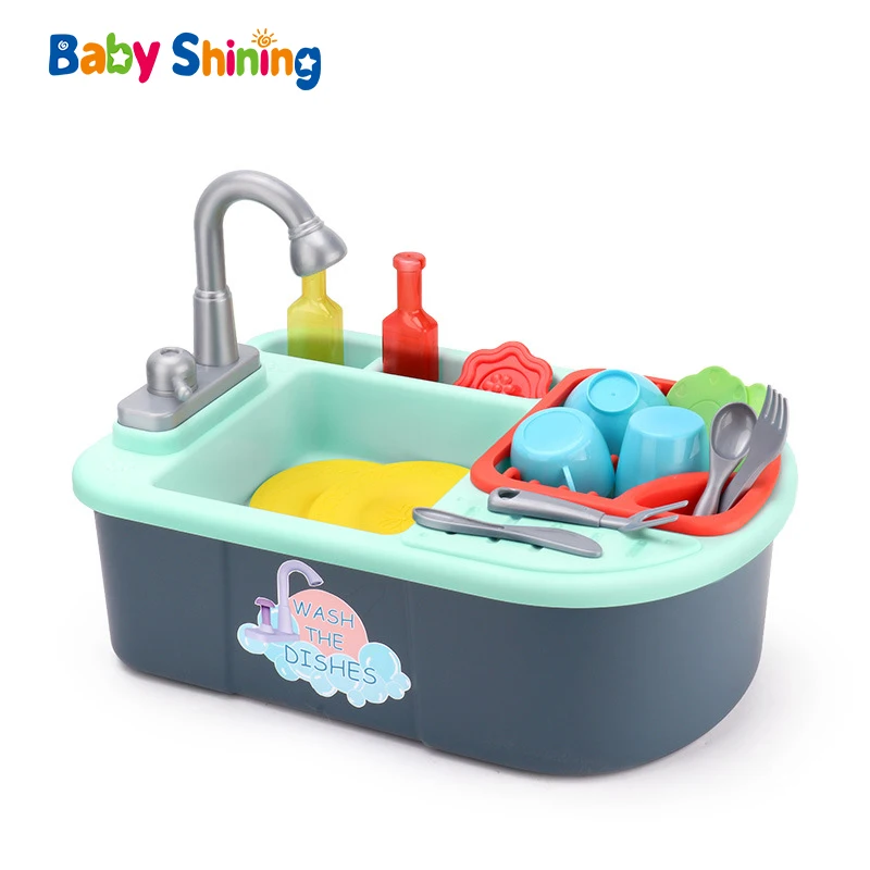 

Baby Shining Kids Simulation Pretend 2Kinds Circulate Play Water Electricity 17PCS Multi-Function Environmental Kitchen Toys