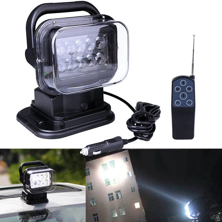 

Wireless Remote Control Searchlight 50W 12&24V 7 inch Up Down Left & Right Rotating LED Light for Vehicle Boat 4x4 Offroad