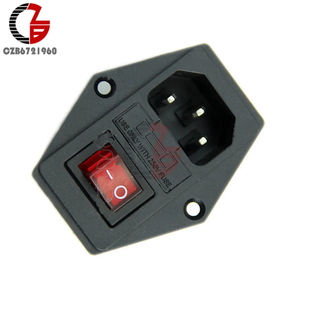 

AC 250V 10A 3-Pin Toggle Switch On-Off Switch Push Button Switch Power Socket Plug with Fuse Holder