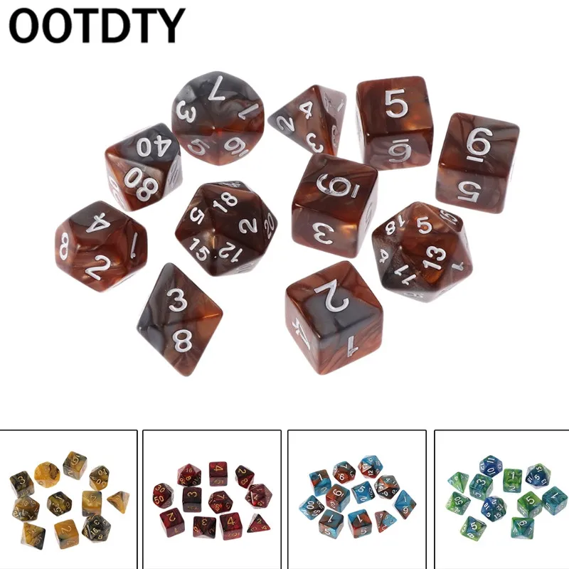 D4 D6 D8 D10 D12 D20 Sided Dices For RPG Dungeons & Dragons DND D&D 11Pcs/Set