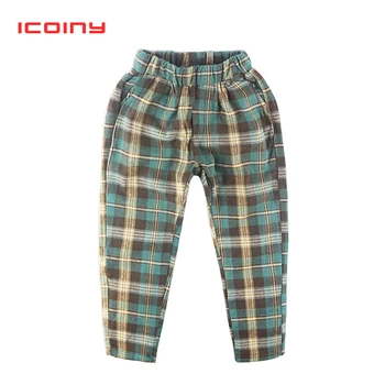 

Classic Plaid Kids Pants Casual Baby Pants Children Cotton Linen Trousers England Style Girls Pants Fashion Clothes 2 3 4 5 6 7