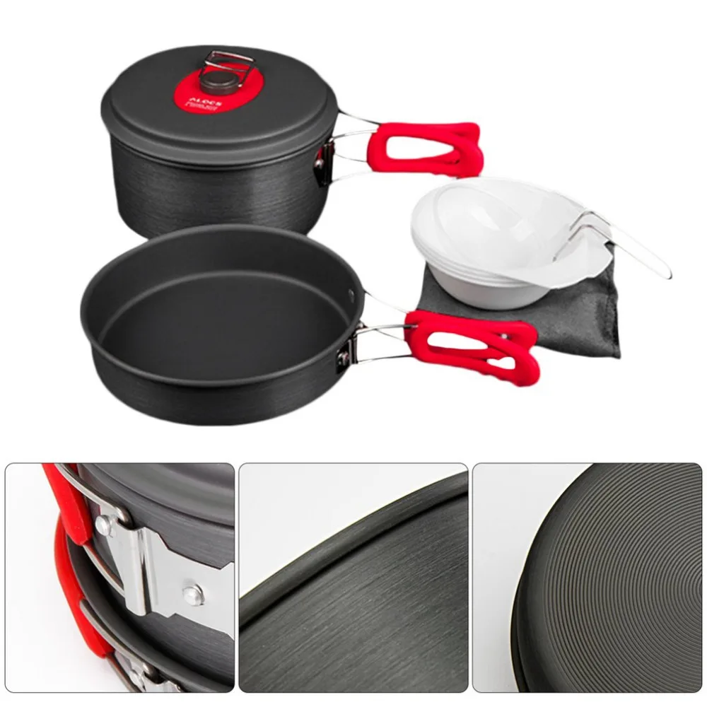 ALOCS CW-C29 ultraligero de Camping al aire libre de utensilios de cocina olla de olla Pan tazón vajilla Picnic cocina herramientas para 1-2 la gente