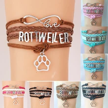 10 шт./лот) бесконечность любви Ротвейлер Браслеты щенок любви Best подарок Воск кожаный браслет ювелирных изделий 8 Цвета chosed