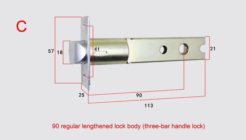 Трехбарный дверной замок, трехколонный, шариковый замок, расширенный замок, корпус с тремя ручками, маржинальный 90 язычковый замок - Цвет: C