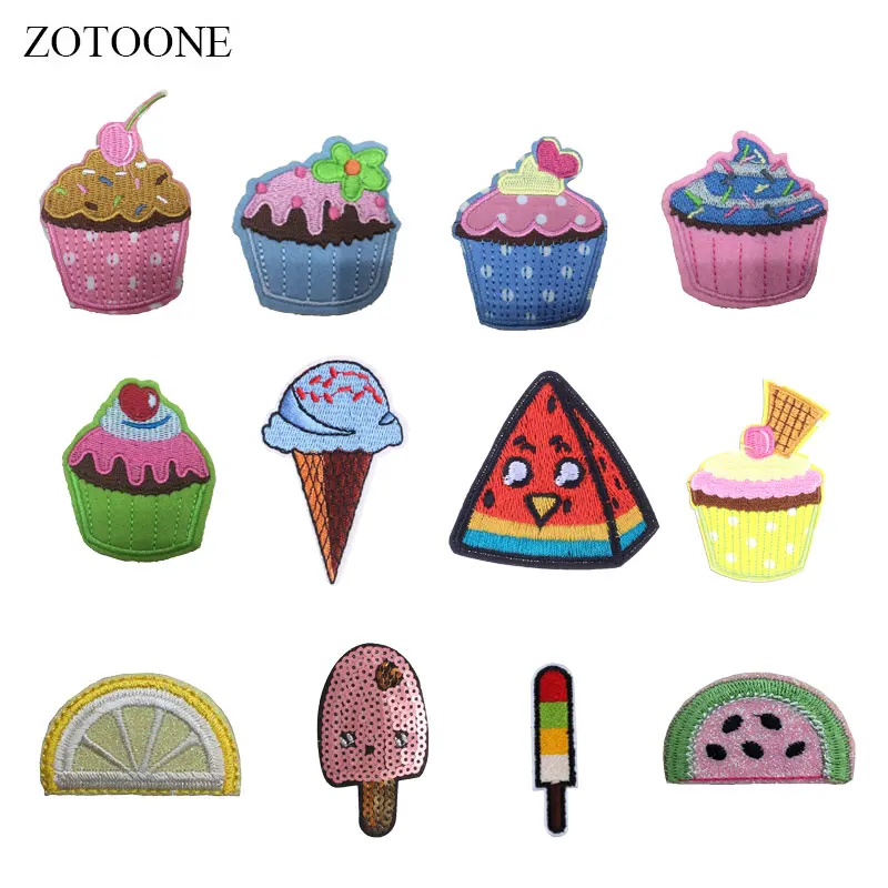 

ZOTOONE Food Patches Diy Stickers Cake Patch Iron on Clothes Heat Transfer Applique Embroidered Applications Cloth Fabric G