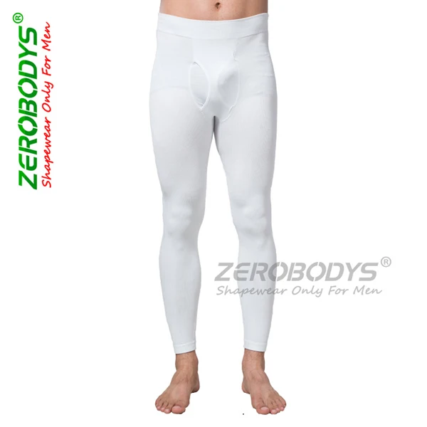Быстросохнущие мужские облегающие леггинсы нижнее белье для мужчин Фитнес Спортивная одежда длинные брюки - Цвет: Белый