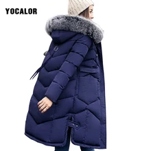 

2017 YOCALOR Woman Korean Cotton-padded Clothes Loose Winter Faux Fur Coat Women Long Parka Outerwear Snow Wear Hood Large Size