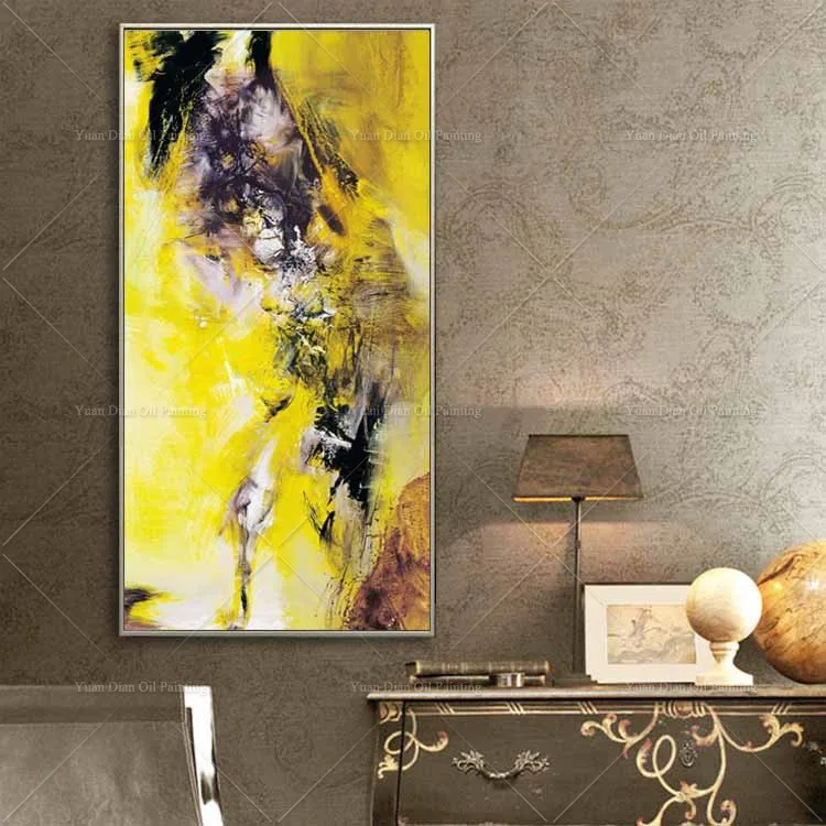 

NWE Yellow Abstract Chinese Style Hand Painted Abstract Oil Paintings Modern Landscape Paintings Canvas Painting For Living Room