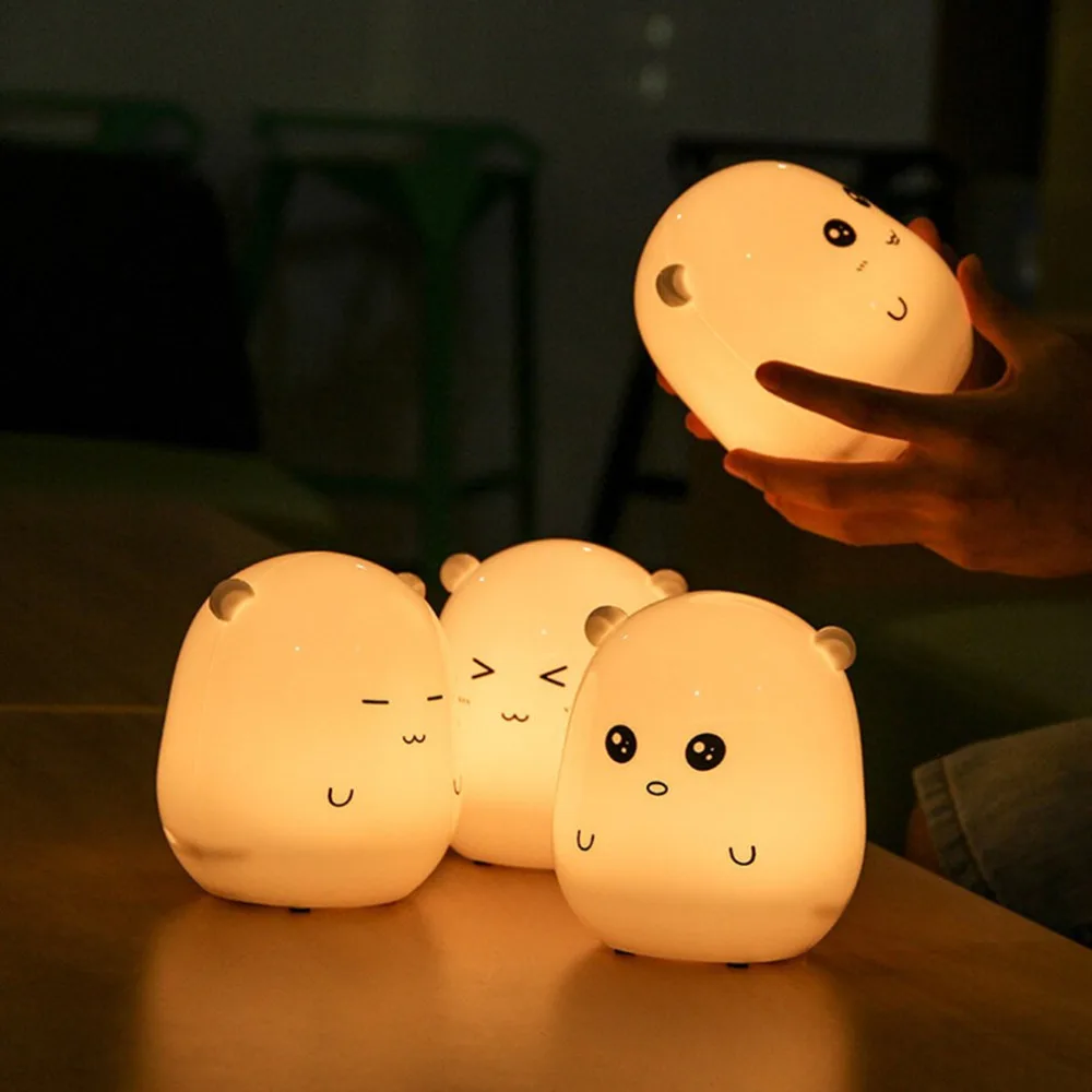 

Creative Cartoon Smart Night Light Colorful LED Night Light USB Charging Sensor Light Desktop Decor Hand Pat Light