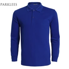 Брендовая синяя мужская рубашка поло Homme Мужская модная рубашка поло с длинным рукавом Повседневная приталенная Однотонная рубашка поло 3Xl