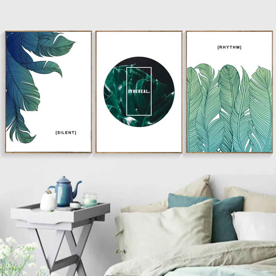 AFFLATUS-Green-Leaves-Nordic-Poster-Canvas-Painting-Wall-Art-Print-Canvas-Prints-Wall-Pictures-For-Living