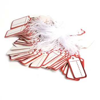 

*Hot New 500pcs Red paper Tags Price Display Price Labels Pricing Tags With Strings Label Luggage Wedding Note price Hang tag
