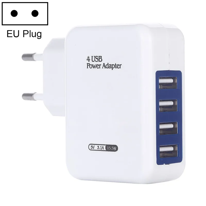 

EU Plug 5V 3.1A 4USB Output Travel Charger for iPhone 8 7/vivo X21/Samsung S7 S9/Huawei P20 nova Mate8/OPPO R17 R15/For xiaomi 8