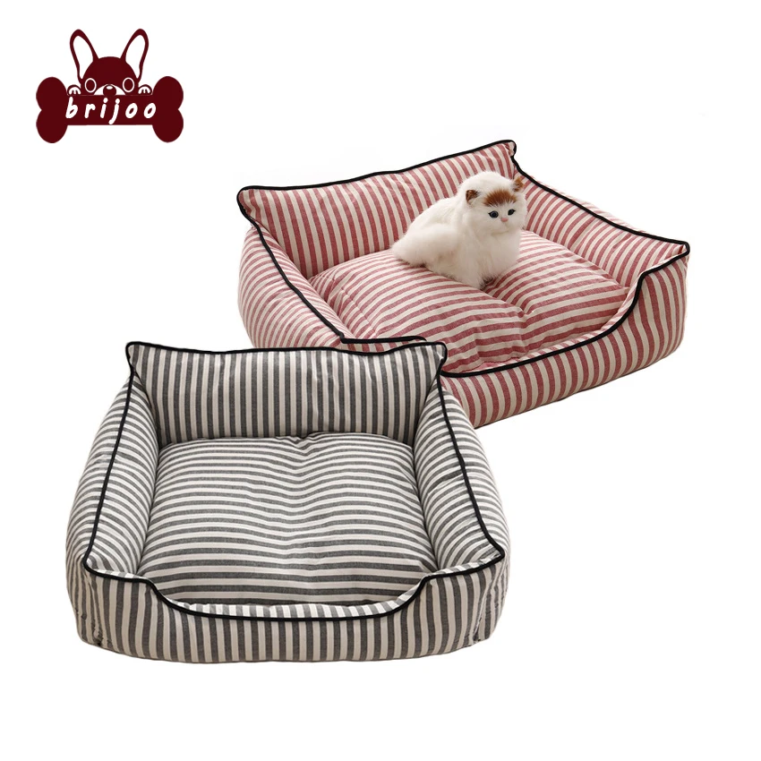 Brijoo Dog Beds For Medium Dog Removable Dog Cushion Plus Cat Beds Striped Universal Pet Bed Mat Soft Cotton Padded Pet Supplies