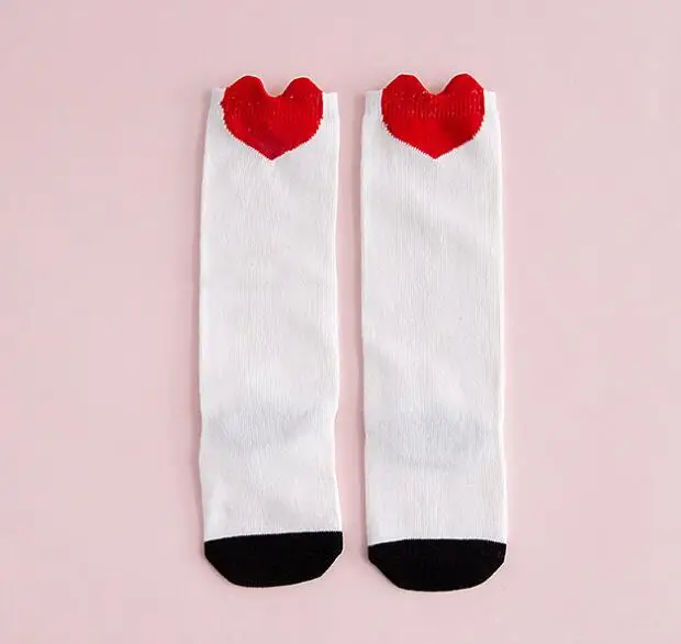 Длинные чулочно-носочные изделия до колена для детей 0-3 лет, милые забавные Носки с рисунком кролика для малышей Лыжные носки для мальчиков, носки для девочек - Цвет: Red Love