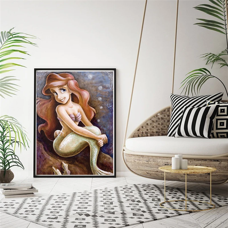 

Ariel The Little Mermaid Minimalist Watercolor Canvas Painting Print Bedroom Home Decor Modern Wall Art Oil Painting Poster HD