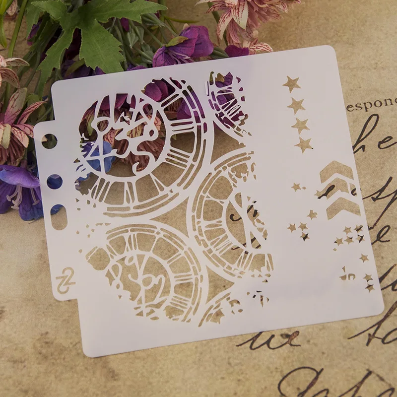 

1Pcs 13cm Clock Dial Wheel Arrow Layering Stencils Painting Scrapbook Coloring Embossing Album Decorative Paper Card Template