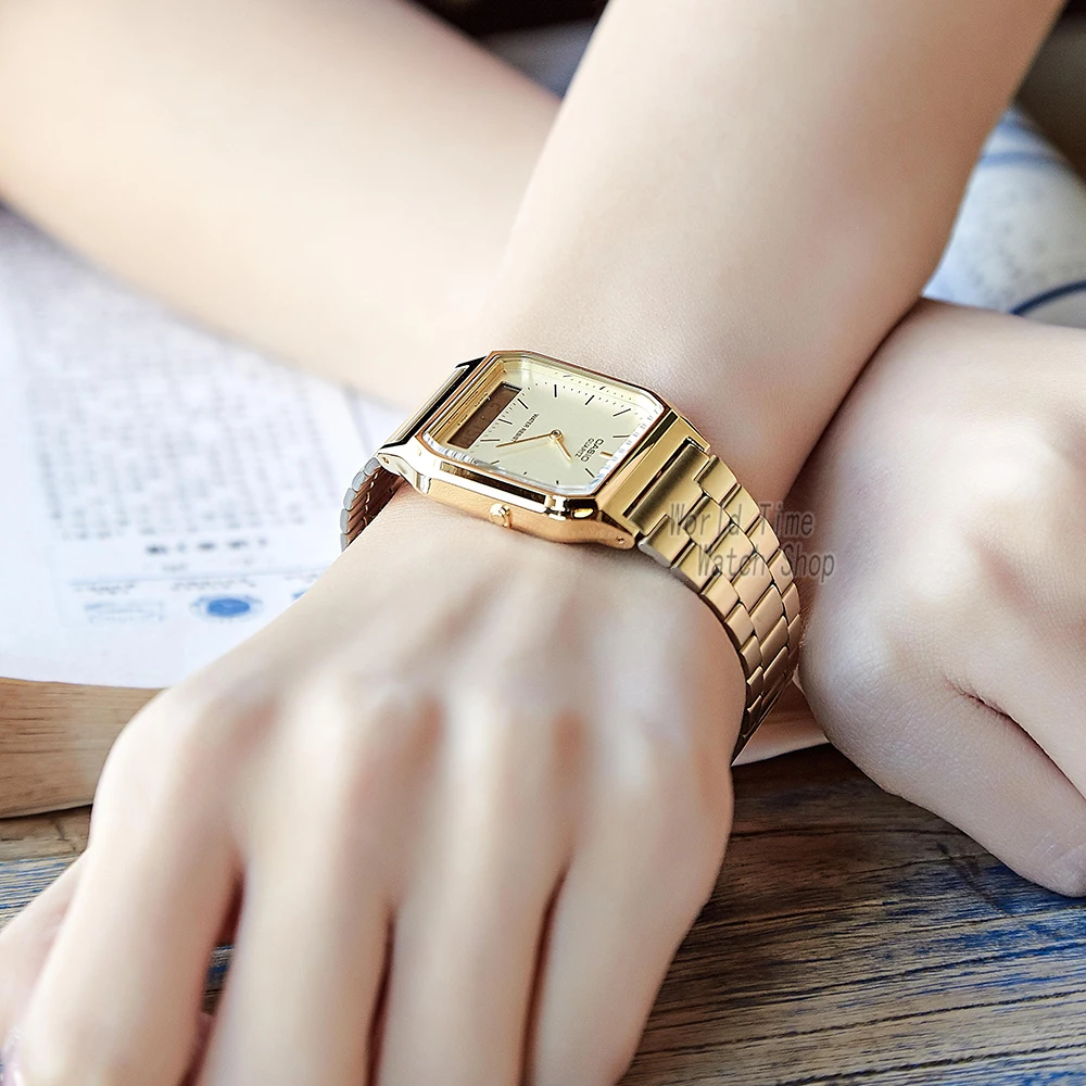 casio часы мужские золотые лучший бренд класса люкс двойной дисплей