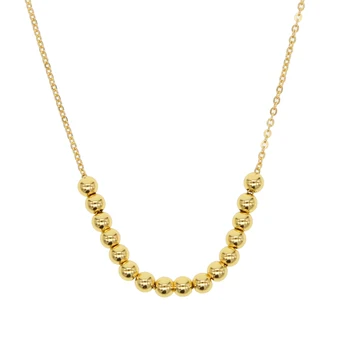 

Gold color floating Smooth hollow bead beaded necklace simple fashion women jewelry