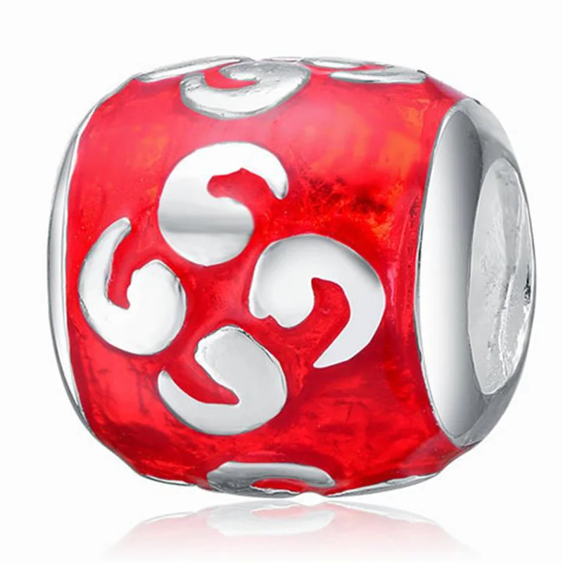 Aceworks Comma 100% 925 Sterling Silver European Charm Bead Fit DIY Handmade Bracelet Necklace Simple Designer Ethnic Red LH2059 | Украшения