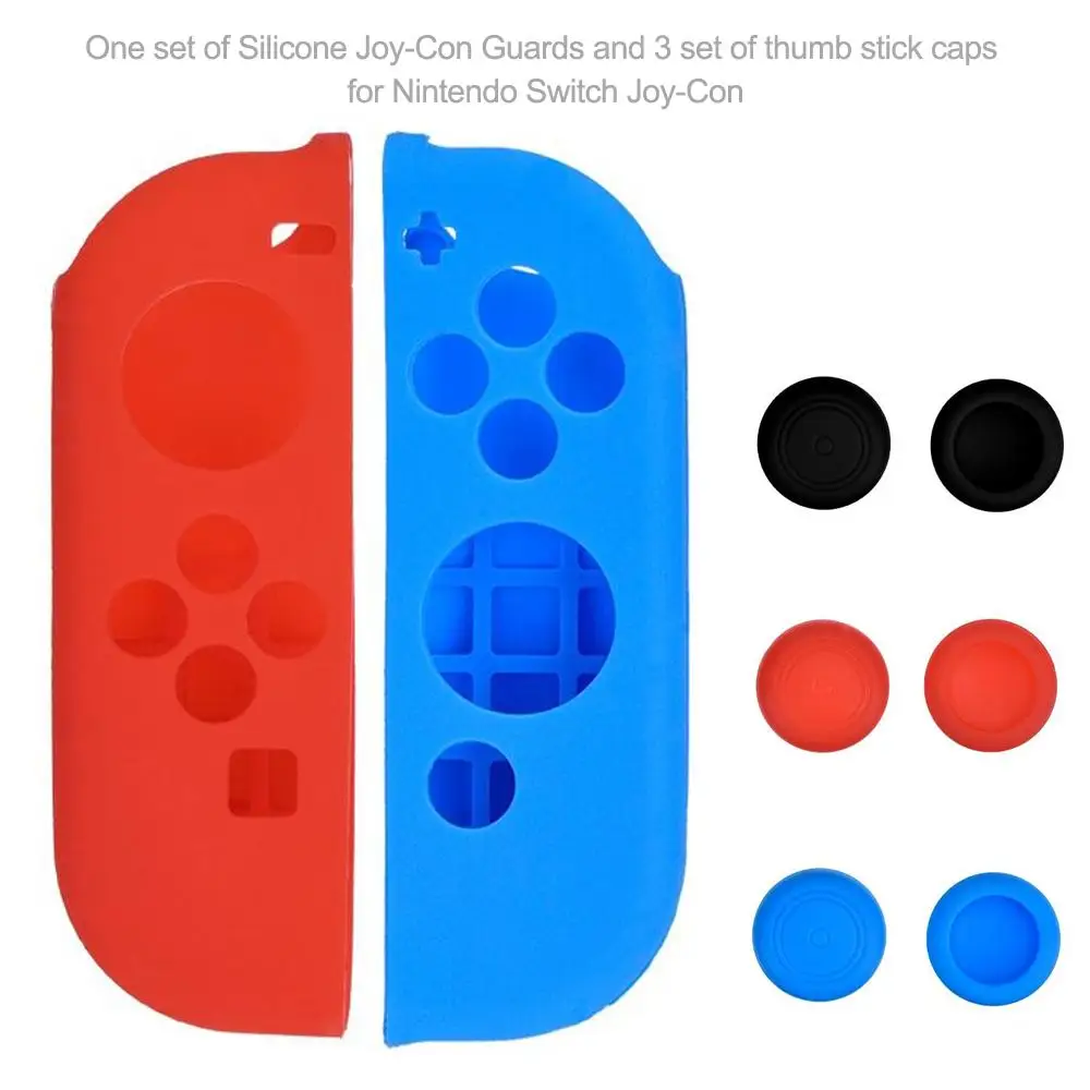 Силиконовый чехол для nintendo переключатель радость-Con один набор силиконовых радость-Con гель охранников и 3 комплекта из джойстик Шапки