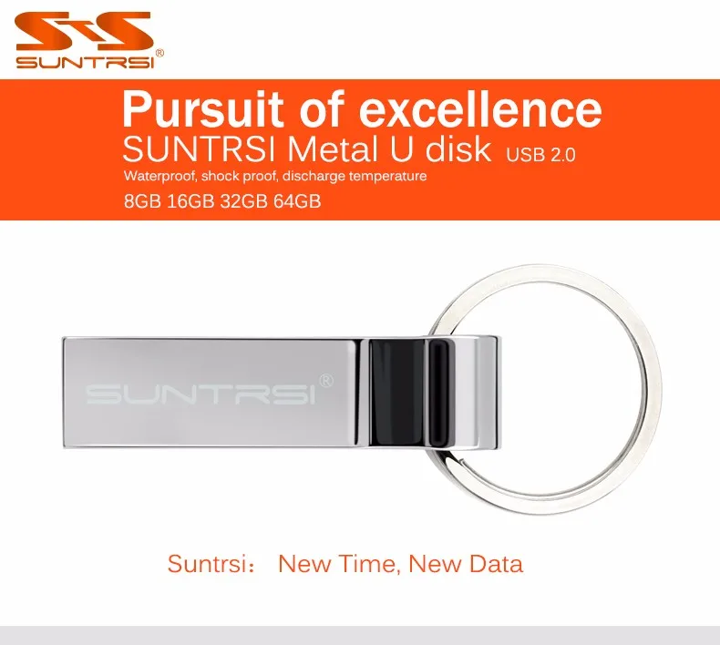 Suntrsi USB флешка 2,0 64 ГБ 128 ГБ Водонепроницаемый металлическая подвеска Высокое Скорость USB2.0 Флешка с ключ палки бесплатная доставка