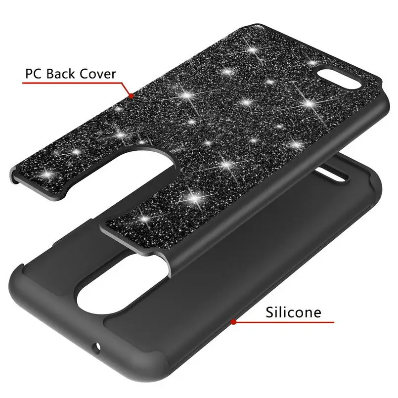 Case for LG Aristo 2 Bling Glitter PU Leather Silicon PC Back Cover for LG Aristo 2 Plus K8 2018 US Version V30 2018 Phone Cases 2