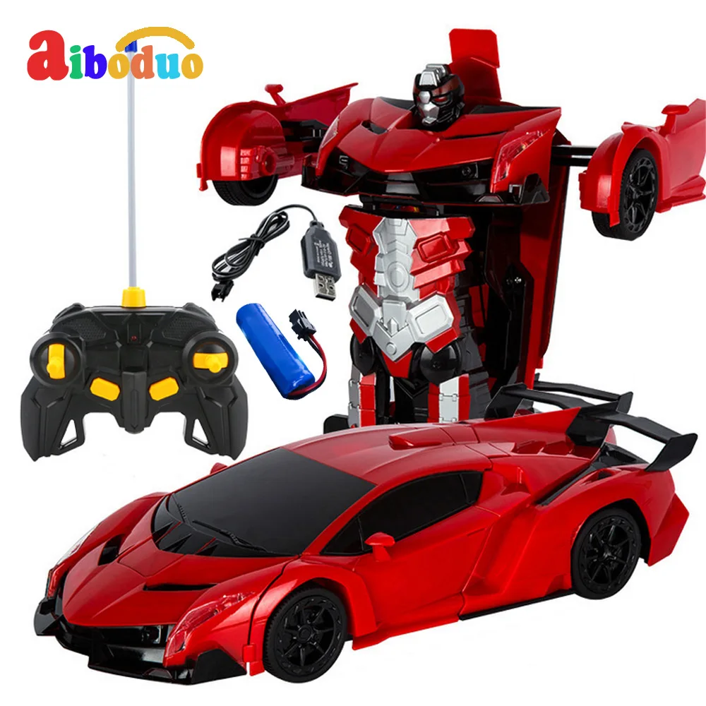 2 In 1 Robot Car RC Deformation Car Toys Model Transformation Remote Control  Battery Deformation Sports Robots Kids Gift Toys