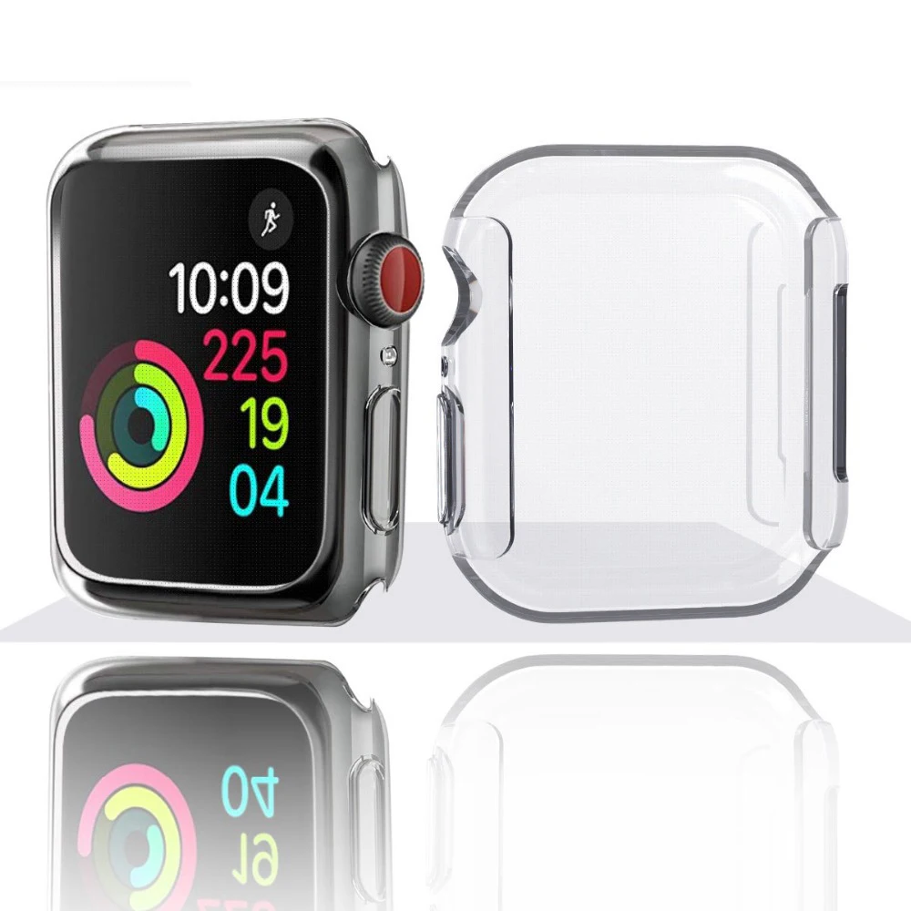 Силиконовый мягкий чехол для Apple Watch 4, 5, 3, ремешок iwatch 42 мм, 44 мм, 38 мм, 40 мм, Ультратонкий защитный чехол с прозрачной рамкой 2, 1